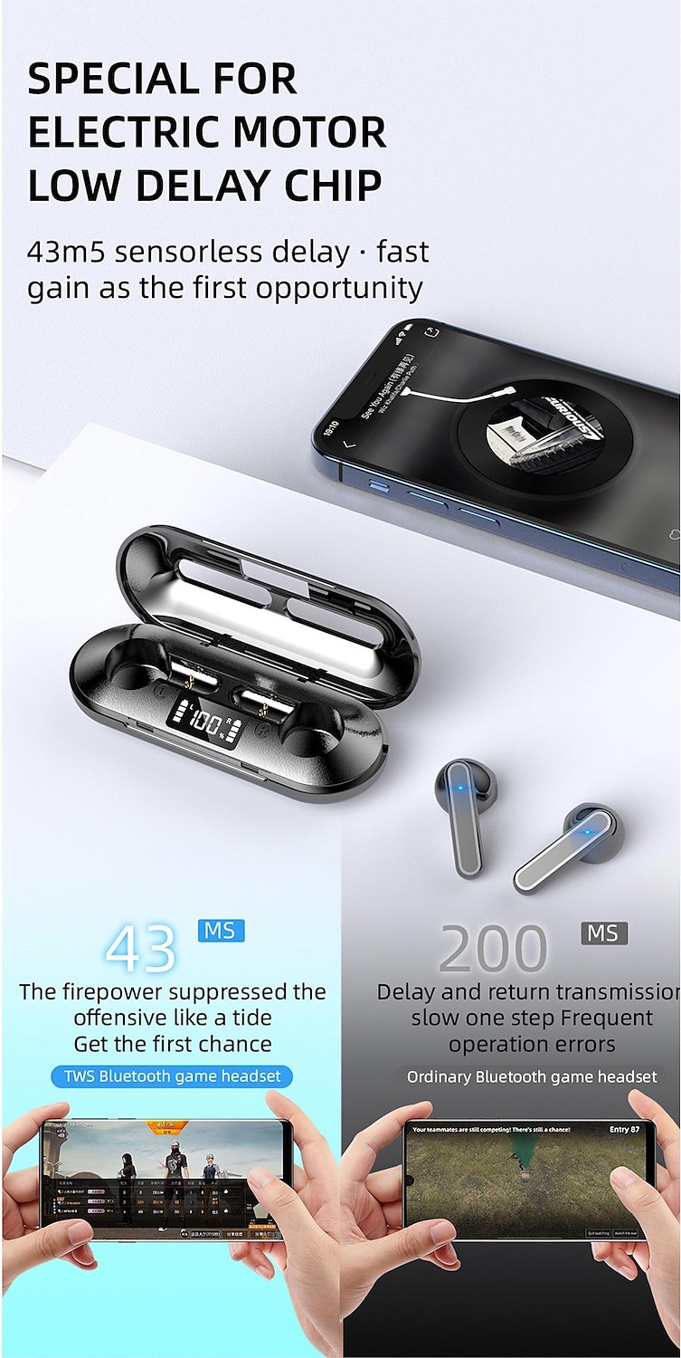 V60 TWS True draadloze hoofdtelefoon In het oor Bluetooth 5.2 Ergonomisch Ontwerp Surround geluid Snellader voor Apple Samsung Huawei Xiaomi MI Hardlopen Dagelijks gebruik Reizen Mobiele telefoon 2025 - $16.99 –P3