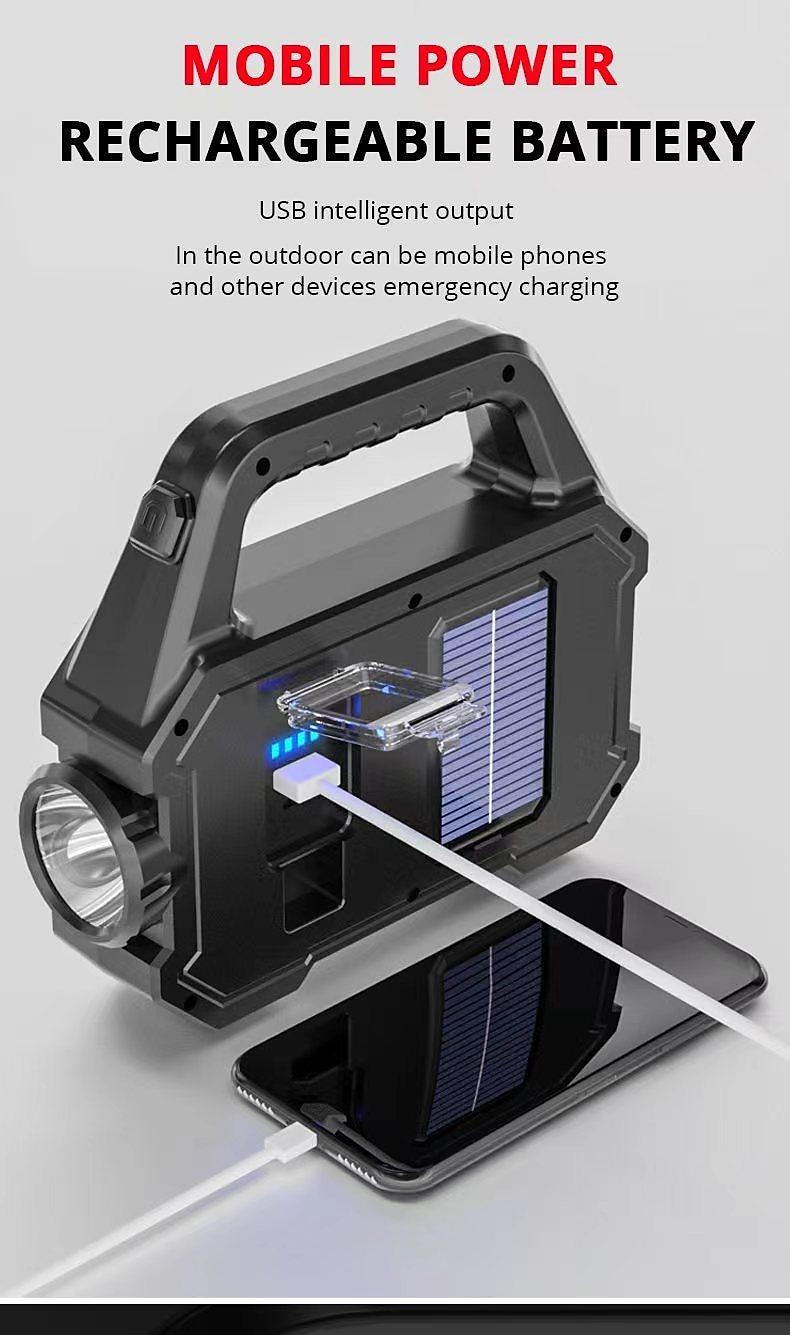 Rechargeable Solar Portable Lamp with Side Lights COB Flashlight Lantern Handheld Searchlight USB Charging Solar Light for Outdoor Camping 2026 - $19.99 –P1