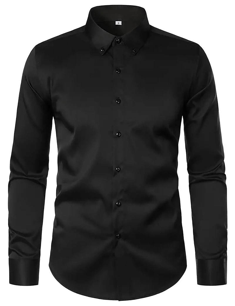 Men's Shirt Dress Shirt Button Down Shirt Plain Wedding Office & Career Black Long Sleeve Turndown Spring & Fall Clothing Apparel Basic 2025 - $22.99 –P1