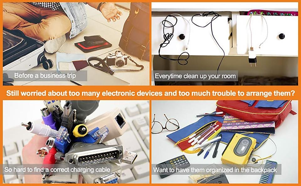 2026年 ポータブル電子アクセサリー トラベル ケース、ケーブル オーガナイザー バッグ iPad 用ガジェット キャリー バッグ、ケーブル、電源、USB フラッシュ ドライブ、充電器  コレクション – $18.99 –P20