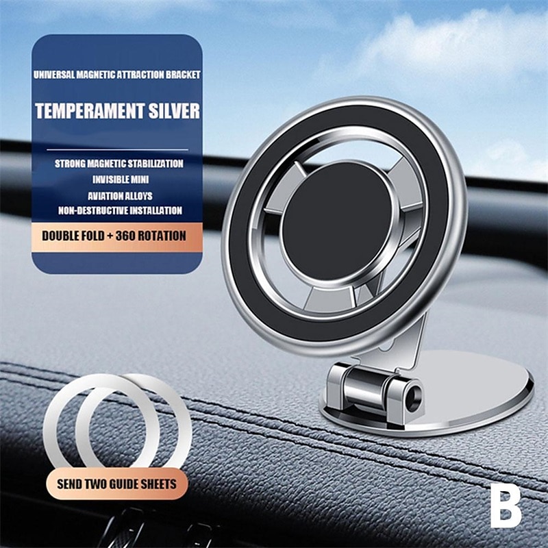 Metal Magnetic Mobile Phone Car Mount for Iphone 14 13 12 Pro Max for Magsafe Adhesive Instrument Panel Adjustable Phone Holder 2025 - $19.99 –P17