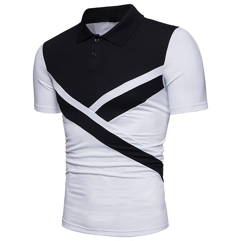 Herren Poloshirt Golfhemd Casual Festtage Kargen Klassisch Kurzarm Modisch Basic Farbblock Taste Sommer Regular Fit Schwarz Weiß Grau Poloshirt 2025 - $12.49 –P7