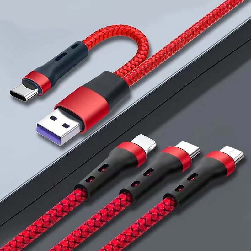 MOMAX Apple MFi-gecertificeerd Multi-oplaadkabel USB A naar Type C / Micro / IP 3 A Snellader Gevlochten nylon Duurzaam 3 in 1 Voor Macbook iPad Samsung Mobiele telefoonaccessoire 2025 - $14.99 –P4