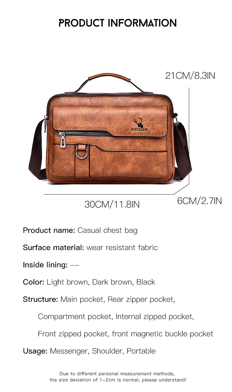 heren imitatie leren crossbody tas – vintage stijl schoudertas met meerdere zakken voor werk, reizen of casual gebruik 2025 - $24.99 –P15