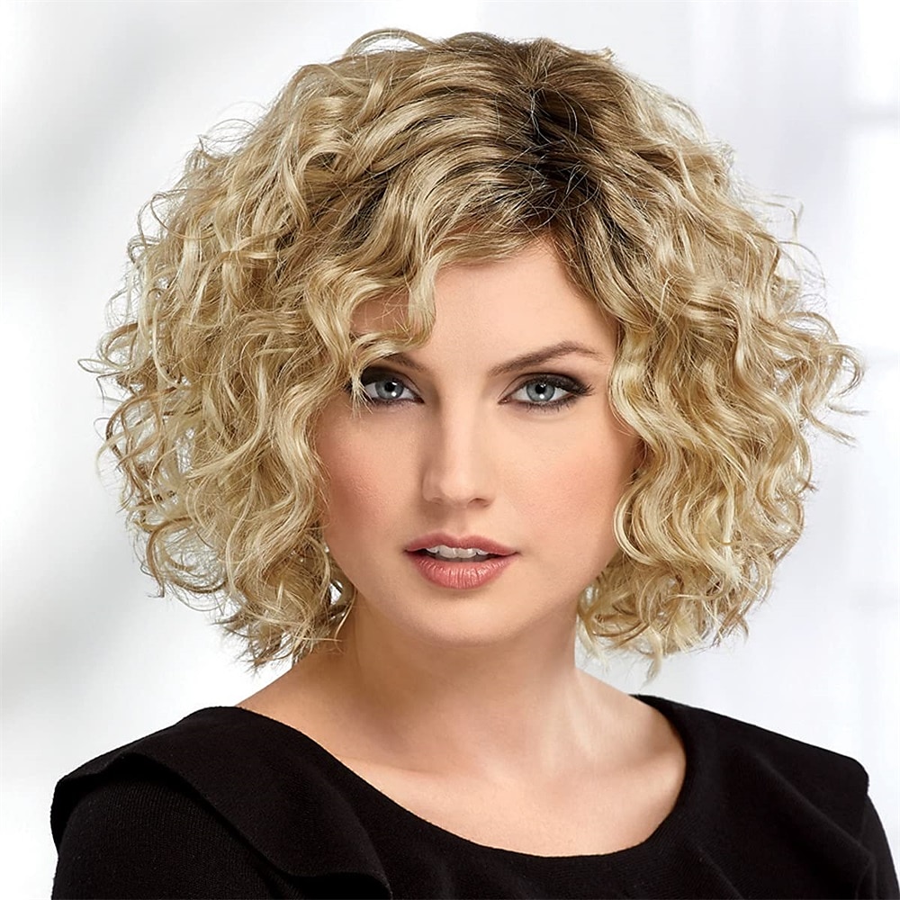 ambita parrucca riccia con parte monofilamento e spirali sensuali / sfumature multitonali di biondo argento marrone e rosso del 2025 a $24.99 –P2