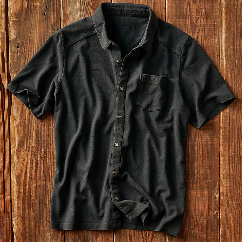 Homme Chemise Chemise d'été Chemise Décontractée Chemise Boutonnée Noir Manche Courte Uni Col Rabattu Vacances Quotidien Poche Avant Vêtement Tenue Coton Mélange de coton Mode Occasionnel Confortable de 2025 ? $27.99 –P1
