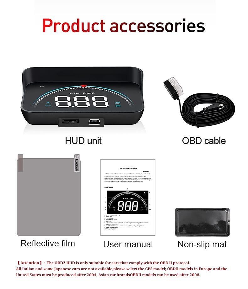 Obd2 gps auto projector m8 mph kmh auto hud snelheidsmeter voorruit 3.5 ''screen size hd auto head-up display alarm accessoires 2025 - $58.99 –P17