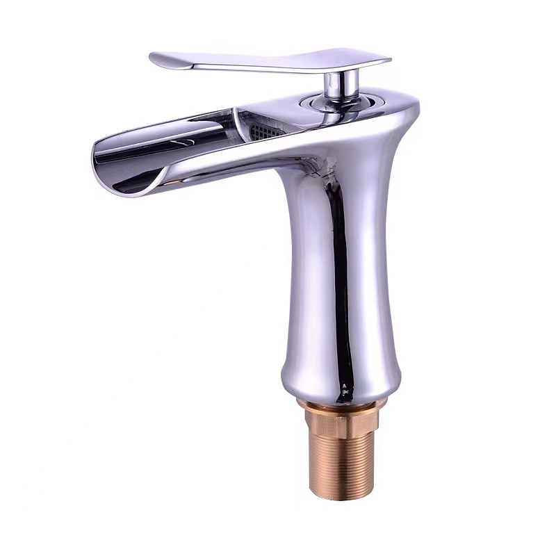 Waterfall Bathroom Sink Mixer Faucet 4.7" Spout, Mono Wash Basin Single Handle Basin Taps Washroom with Hot and Cold Hose, Monobloc Vessel Water Brass Tap Deck Mounted 2025 - $89.99 –P6