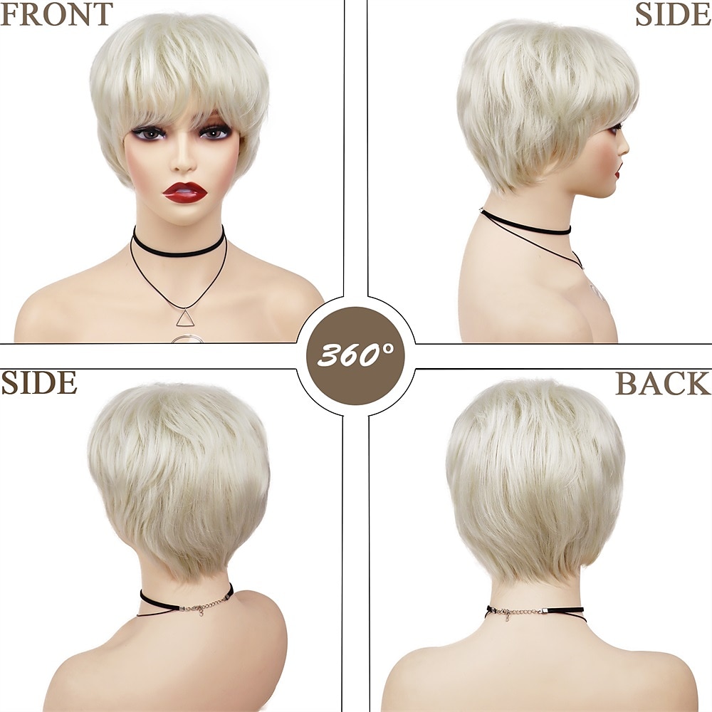 Synthetic Hair Short Wigs Platinum Blonde Wig with Bangs Ladies Wigs for Women Natural Hairstyles Sale Wig Cap Free 2025 - $21.99 –P3