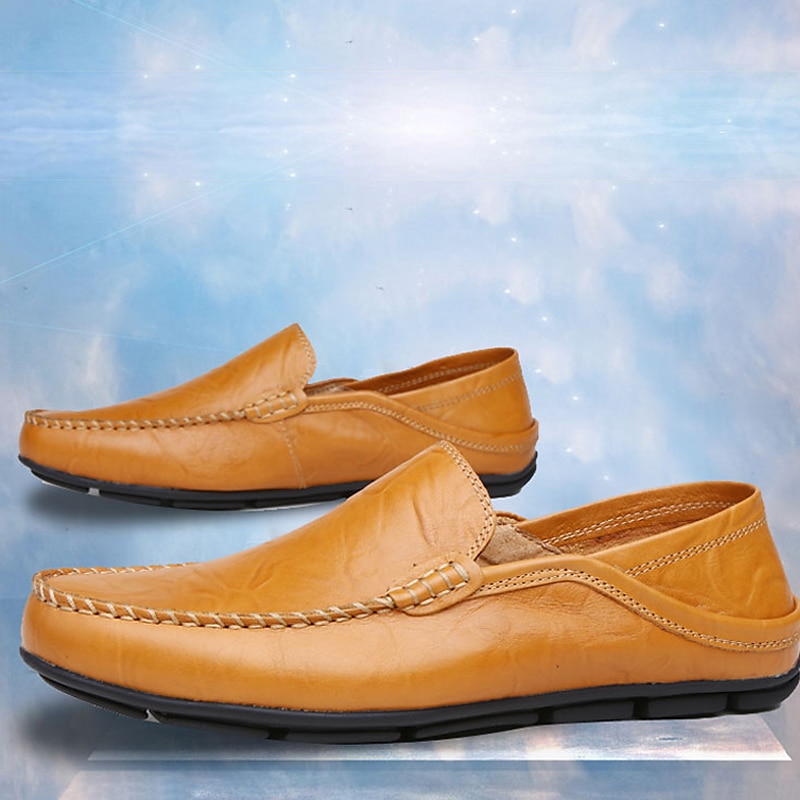 miesten vapaa-ajan nahkahousut käsin ommeltuilla yksityiskohdilla – mukavat slip-on kengät ajamiseen, kävelyyn ja jokapäiväiseen käyttöön 2025 - $42.99 –P6