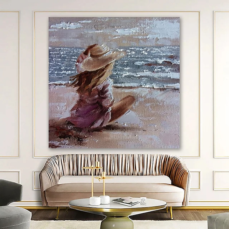 Peinture à l'huile Hang-peint Peint à la main Carré Abstrait Moderne Toile étirée / Toile tendue de 2025 ? $150.99 –P2