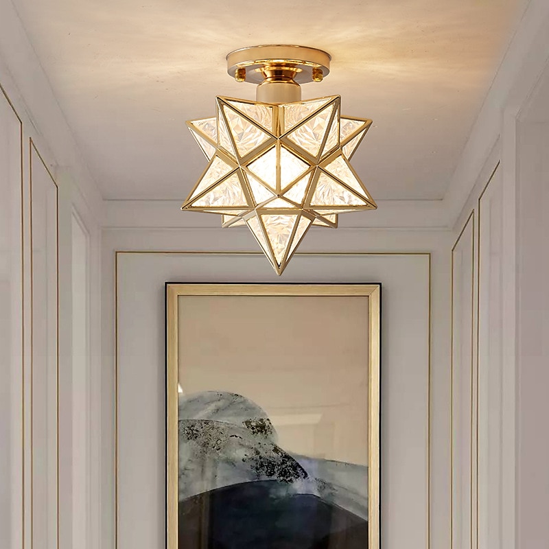 LED Ceiling Light 10" Geometric Shapes Flush Mount Lights Plastic Copper Artistic Style Formal Style Ceilling Light for Corridor Porch Bar Creative Loft Balcony Lamps 110-240V 2025 - $71.99 –P2