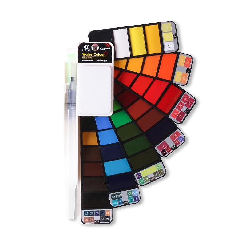 peinture aquarelle solide en forme d'éventail de couleur supérieure 18/25/33/42 ensemble d'outils de peinture aquarelle sécurité des enfants peinture aquarelle lavable non toxique mini fournitures de peinture de voyage portables de 2026 ? $18.49 –P12