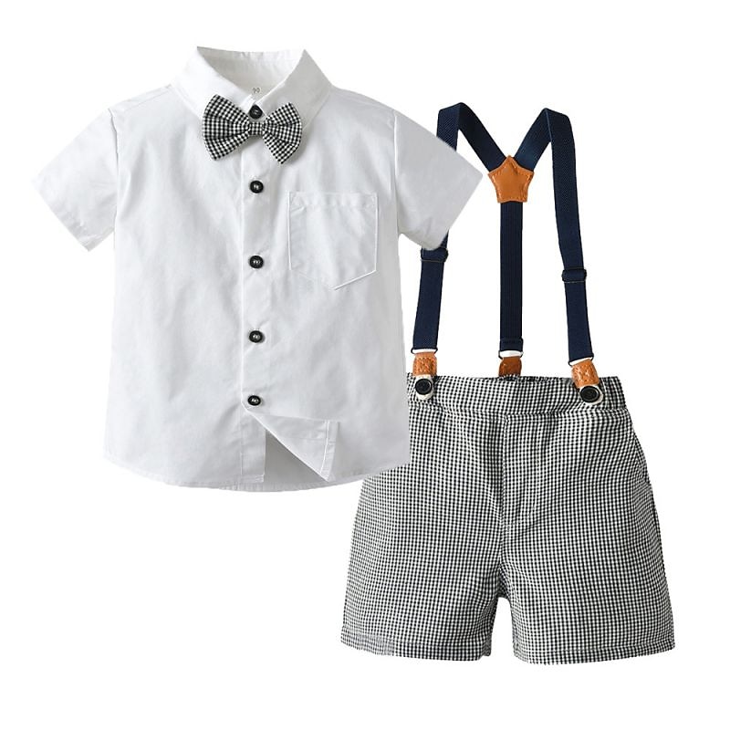 2 delar Barn Pojkar Skjorta och shorts Utrusta Ensfärgat Rand Kortärmad Uppsättning Ledigt Mode Dagligen Sommar Vår 7-13 år Flerfärgad Vit Ljusgrön 2025 - $28.99 –P4