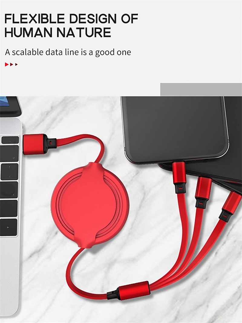 Универсальный зарядный кабель 3,3 фута USB A на Lightning/микро/USB C 2.4 A Кабель для зарядки 3 в 1 Выдвижной Назначение Samsung Xiaomi Huawei Аксессуар для мобильных телефонов 2025 - $12.99 –P8