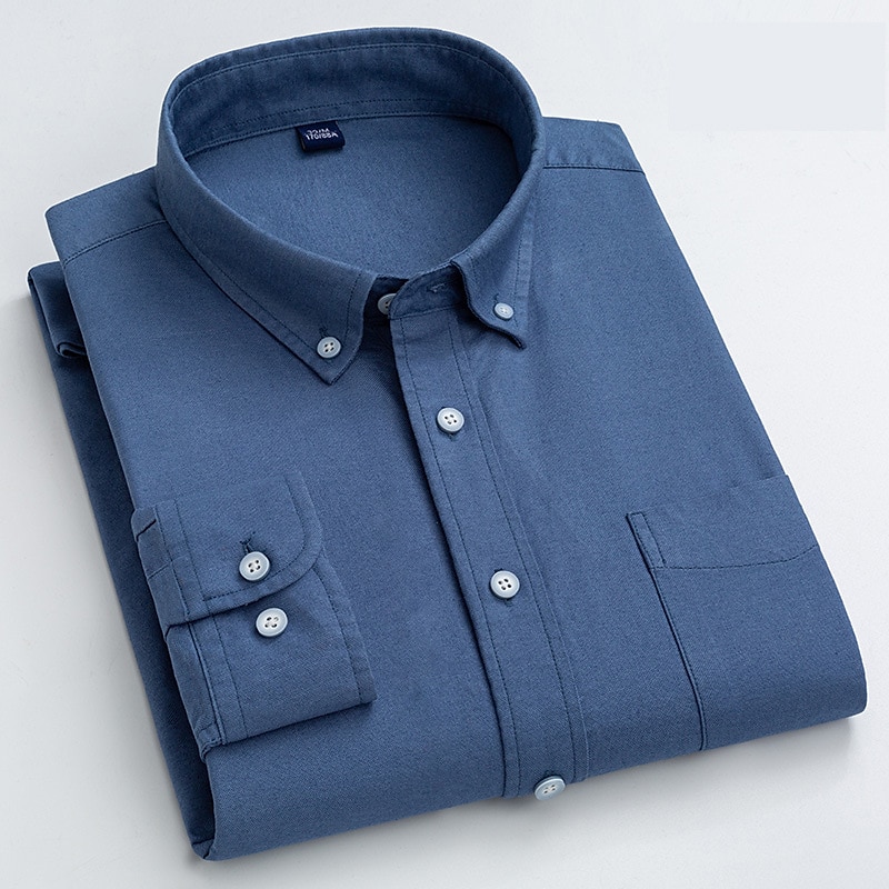 Herre Dresskjorter Skjorte med knapp ned Oxford skjorte Striper og rutete Bryllup Kontor og karriere Lysegul Lyseblå Hvit Lysegrønn Langermet Aftæpning Vår & Vinter Klær 2025 - $30.99 –P15