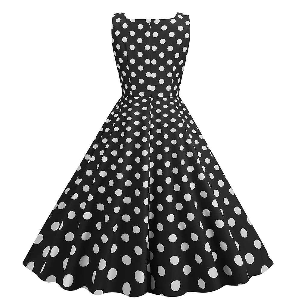 Retro Vintage 1950er Rockabilly Knielang Swing-Kleid Ausgestelltes Kleid Ärmellos Tupfen Kostüm Damen Karneval Maskerade Party / Abend Alltagskleidung Lässig Erwachsene Kleid Frühling & Sommer 2026 - $23.99 –P8