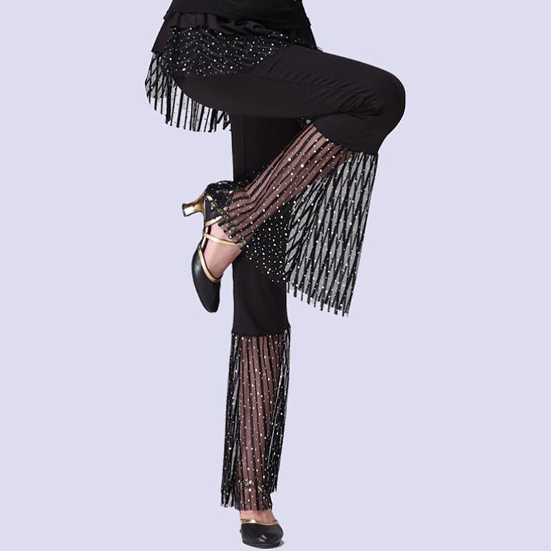Balli latino-americani Balli da sala Pantaloni Con balze Colore Puro A fantasia Per donna Prestazioni Addestramento Alto Elastene del 2026 a $41.99 –P1