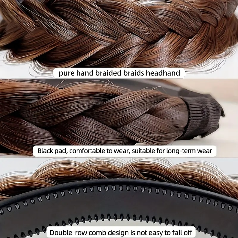 Fashion Synthetic Fishbone Braid Wig Twist Braid Headband Hairpin Hair Accessories For Women Daily Wear Party 2025 - $9.99 –P6