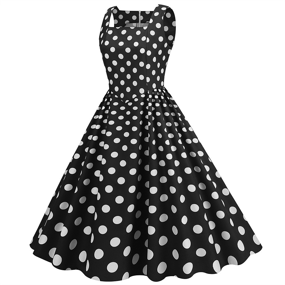Retro Vintage 1950er Rockabilly Knielang Swing-Kleid Ausgestelltes Kleid Ärmellos Tupfen Kostüm Damen Karneval Maskerade Party / Abend Alltagskleidung Lässig Erwachsene Kleid Frühling & Sommer 2026 - $23.99 –P7
