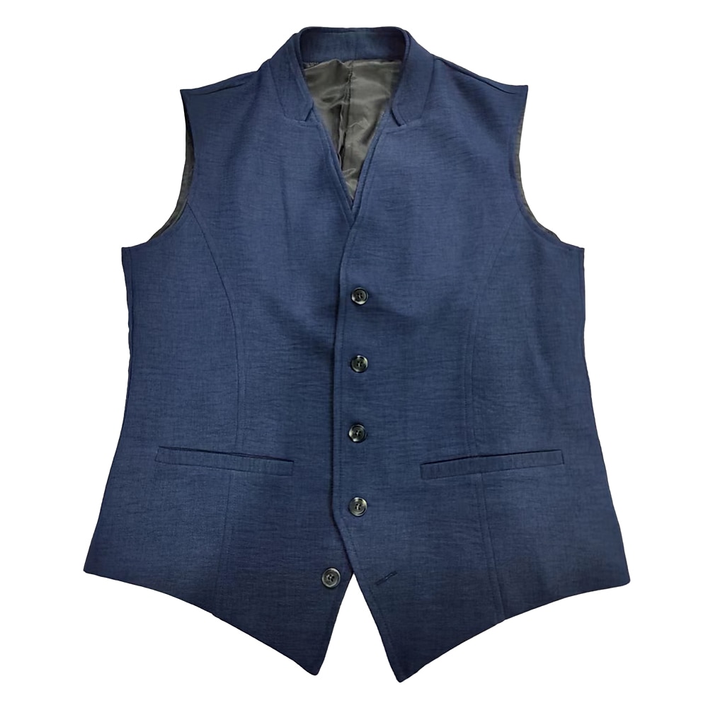 Herren Weste Hochzeit Geschäft Täglich Geschäftlich Brautkleider schlicht Frühling Herbst Tasche Polyester Atmungsaktiv Glatt Einreihiger Verschluss V Ausschnitt Regular Fit Marinenblau Weste 2025 - $42.99 –P2