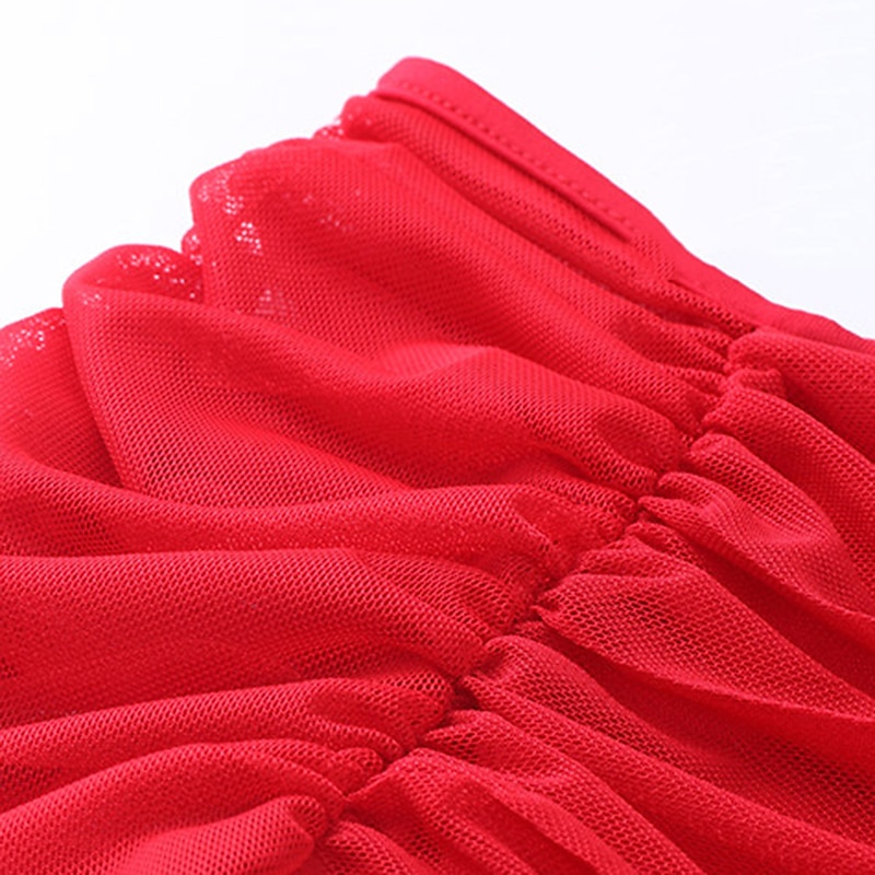 Latijnse dans Ballroomdansen Sportkleding Top Geplooid Pure Kleur Gesplitst Dames Prestatie Opleiding Korte mouw Netstof Melkvezel 2025 - $30.99 –P5