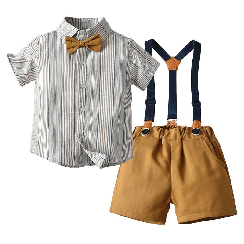 2 delar Barn Pojkar Skjorta och shorts Utrusta Ensfärgat Rand Kortärmad Uppsättning Ledigt Mode Dagligen Sommar Vår 7-13 år Flerfärgad Vit Ljusgrön 2025 - $28.99 –P7