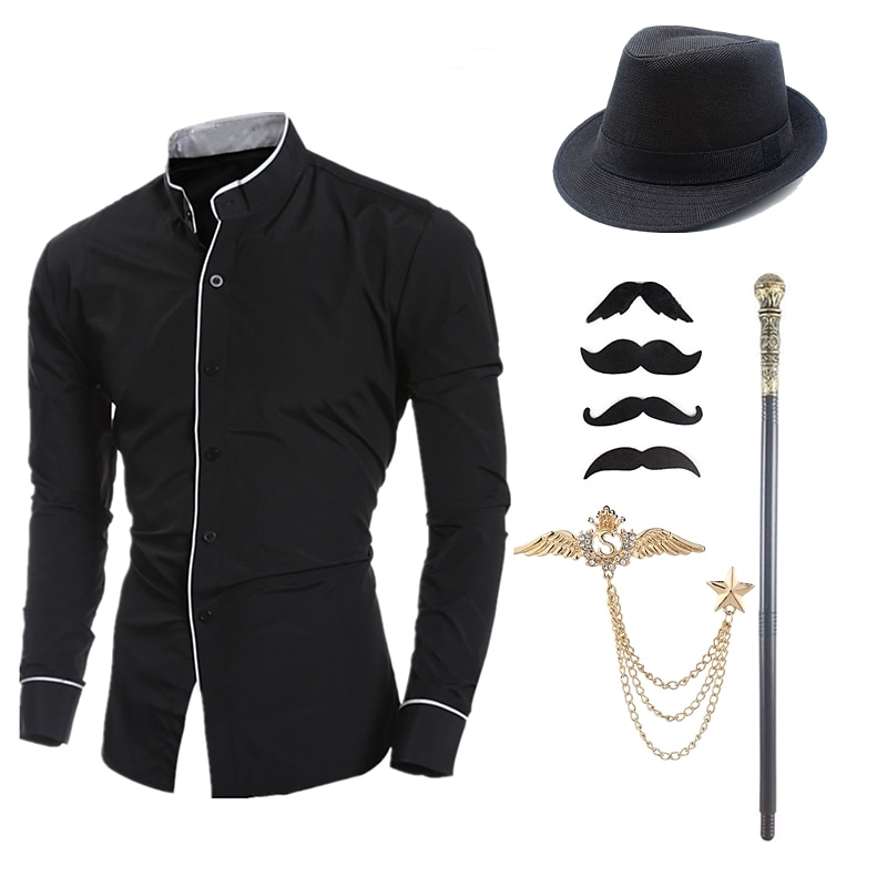 Vintage Vintage Inspired Outfits Party Costume Cosplay Buckle Solid Colored Halloween Button Down Collar Fancy Dress Men's Halloween Carnival Party & Evening Casual Daily Bachelorette Party Adults' 2026 - $35.99 –P5