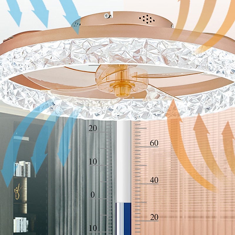 ventilatori a soffitto a led con luci lampadari di cristallo dimmerabili con telecomando 20 "lampada da soffitto a incasso lampadario in metallo camera da letto soggiorno del 2025 a $331.09 –P4
