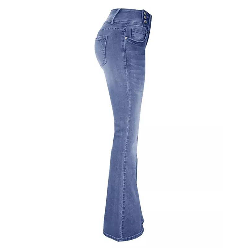 Women‘s Flare Low Rise Jeans Bootcut Full Length Denim Wide Leg Micro-elastic High Waist Fashion Casual Daily Light Blue Black S M 2023 - US $37.99 –P6