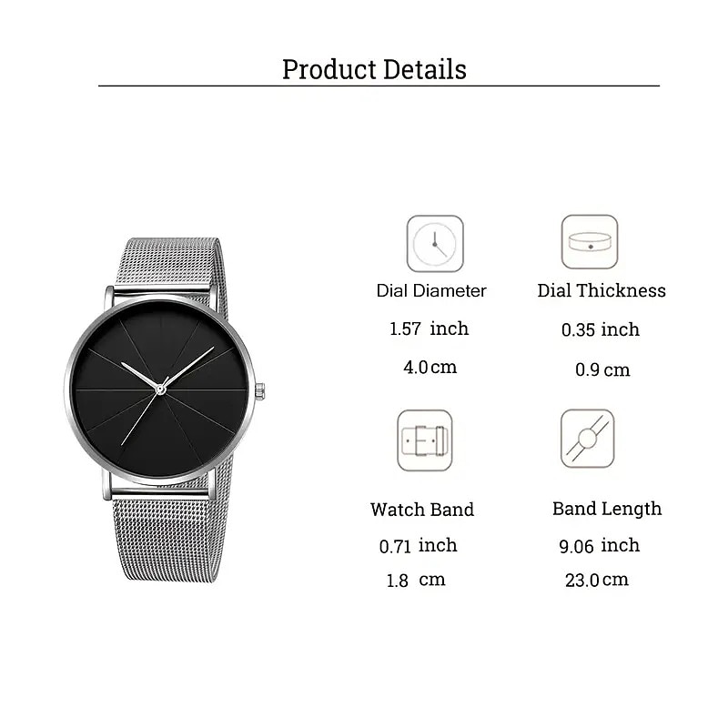 Mode Heren Kwartshorloges Ultra Dun Casual Minimalistisch Heren Zakelijke Mesh Band Polshorloge 2026 - $15.99 –P5