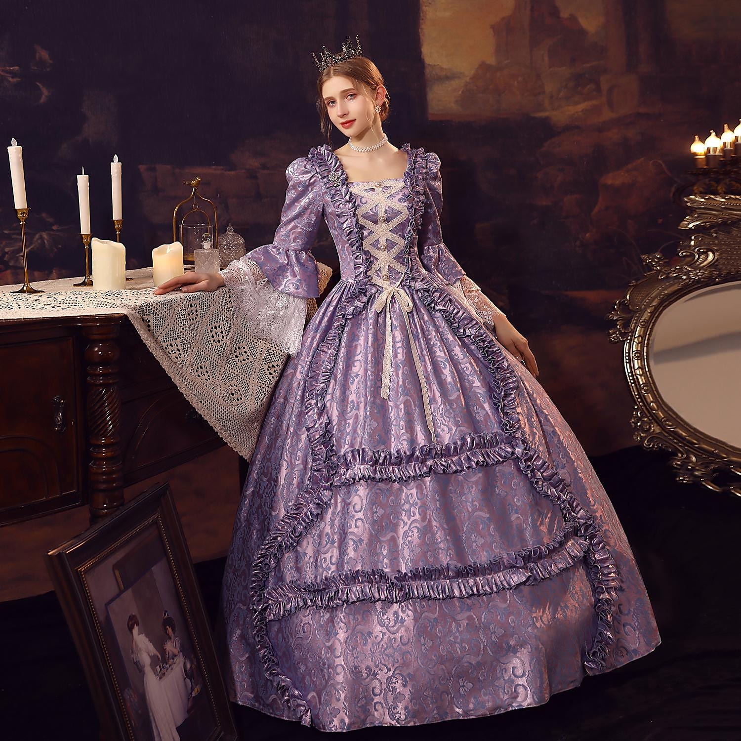 Cinderella Vintage Princess Colonial Period Dress All Costume Victorian Rococo Vintage Cosplay Performance Party Halloween 3/4-Length Sleeve Halloween 2025 - $166.99 –P6