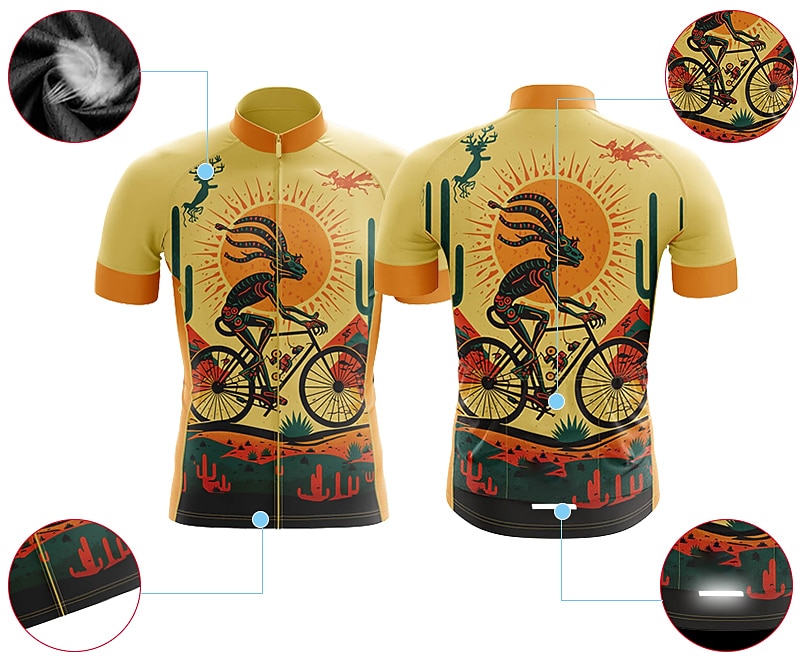 Herren Radtrikot Grafik Lustig Kurzarm Fahhrad Trikot Oberteil mit 3 Gesäßtaschen Mountainbike MTB Straßenradsport Schnelltrocknend Reflektierende Streifen Rückentasche Feuchtigkeitsableitend Sport 2026 - $30.99 –P3