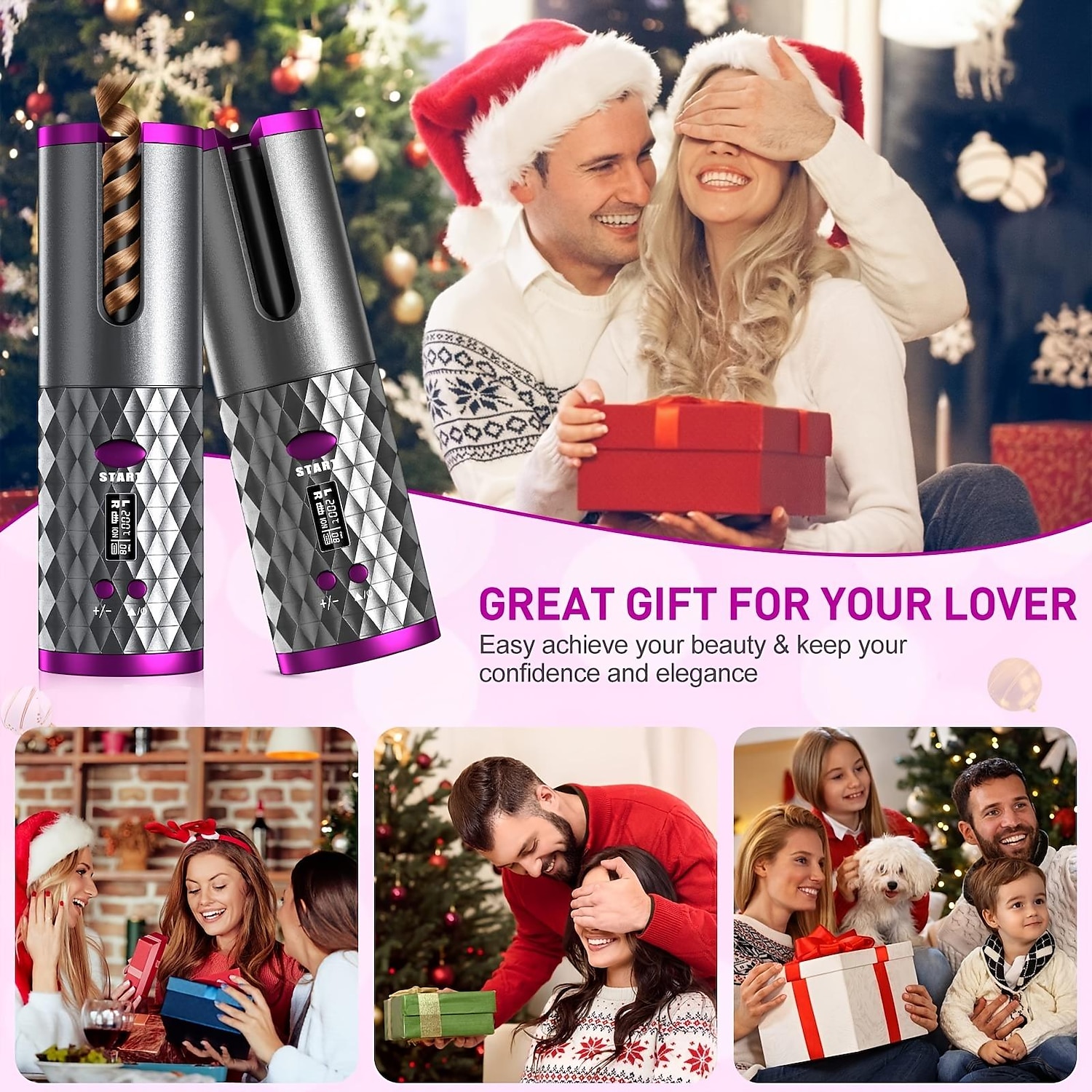 Automatic  Curling Iron, Hair Curler Cordless With  6 Temps & Timer, Wireless Portable Curler, Rechargeable Rotating Curling Iron Wand, Self Hair Curling Iron for Lasting Curls Multi coler 2025 - $33.99 –P7
