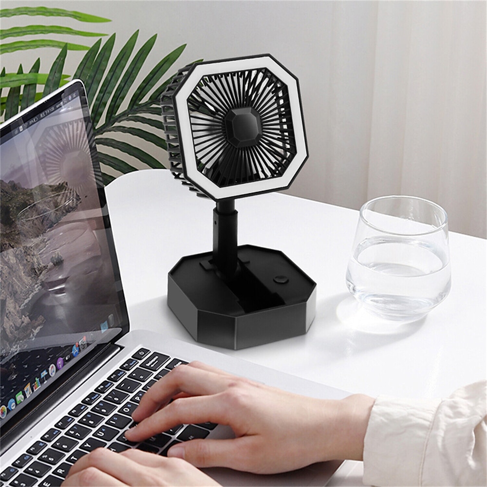 Складной мини-вентилятор WAZA с USB – регулируемая высота и угол светодиодный фонарь личный перезаряжаемый вентилятор для поездок и офиса 2025 - $17.99 –P12