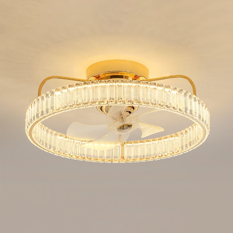 LED Ceiling Fans with lights Crystal Chandeliers Dimmable with Remote Contral 20" Flush Mount Ceiling Lamp Metal Chandelier Bedroom Living Room 2026 - $364.19 –P7
