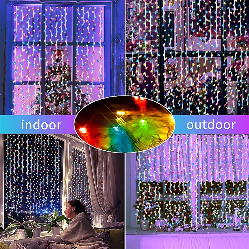 300LED солнечные занавески уличные и внутренние солнечные гирлянды водонепроницаемая сказочная занавеска мерцающие огни 8 режимов декор для дома сада патио свадебной вечеринки 2026 - $41.99 –P6