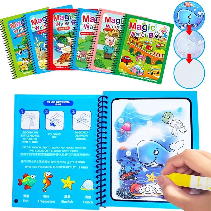 1 סט ילדים ציור צעצועי ציור לשימוש חוזר ספר צביעה קסם ספר ציור מים חושי צעצועי חינוך מוקדם לילדים 2025 - $7.99 –P16