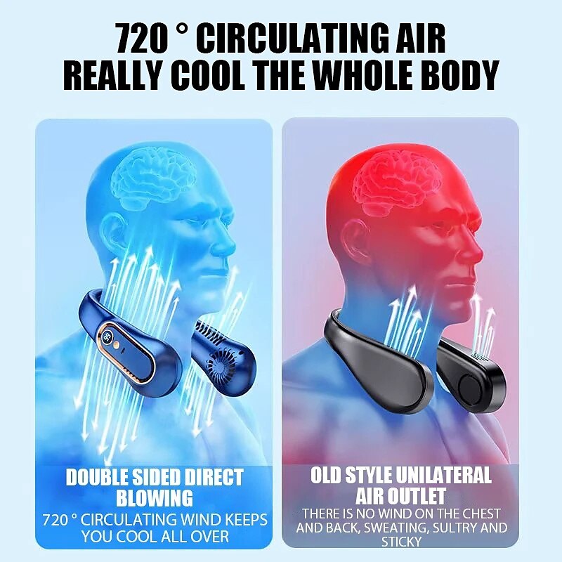 Bladeless Neckband Air Cooler – USB Rechargeable Hanging Fan with Digital Display for Portable Summer Cooling 2025 - $19.99 –P4