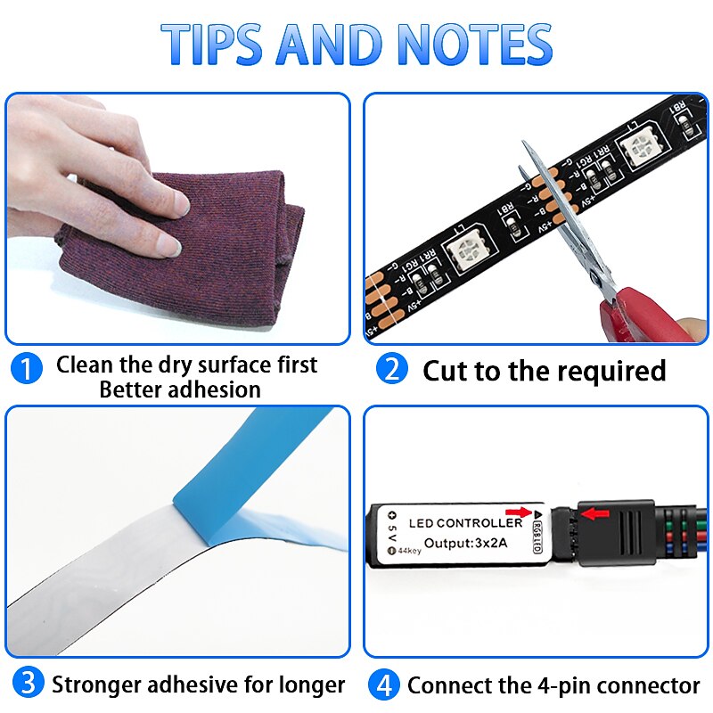 USB 5M RGB LED Strip Light with 24 Keys Remote Control Back Light 5050 SMD RGBIC LED Strip Light for Bedroom Home TV Back Light DIY Decor 2025 - $16.49 –P4