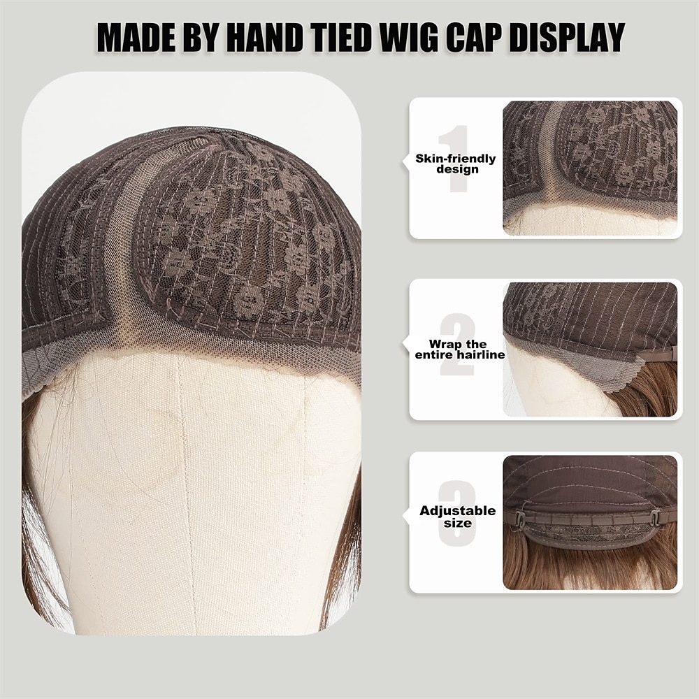Brown Wigs for Women Bob Shoulder Length Straight Synthetic Lace Wig Side Parting with Baby Hair 2025 - $24.99 –P17