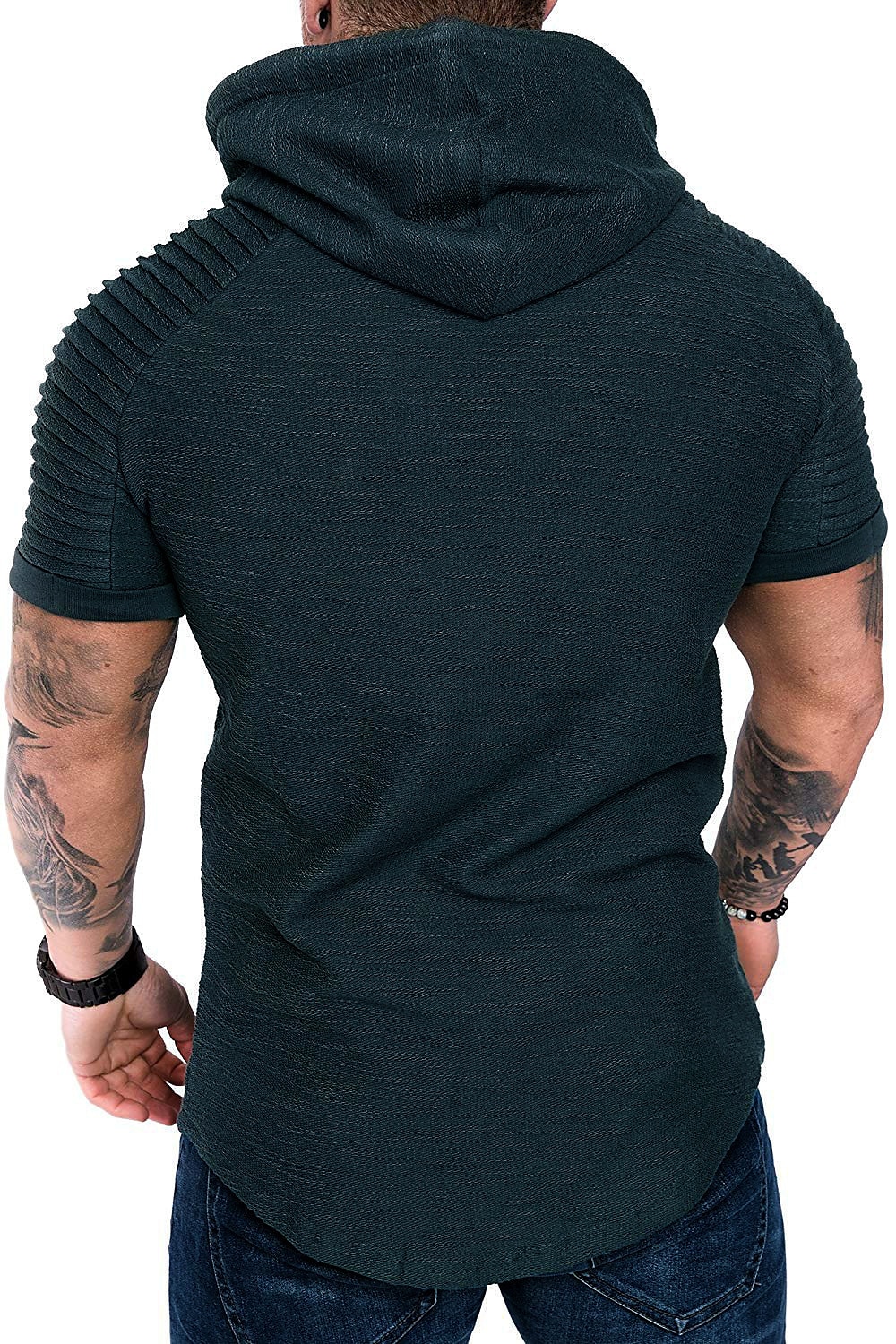 Hombre Camiseta Camiseta superior Mangas cortas Con Capucha Verano Plano delgado plisado Moda Deportes Básico Vacaciones Calle Noche Negro Blanco Azul Marino Camiseta superior para hombre 2025 - $16.99 –P14