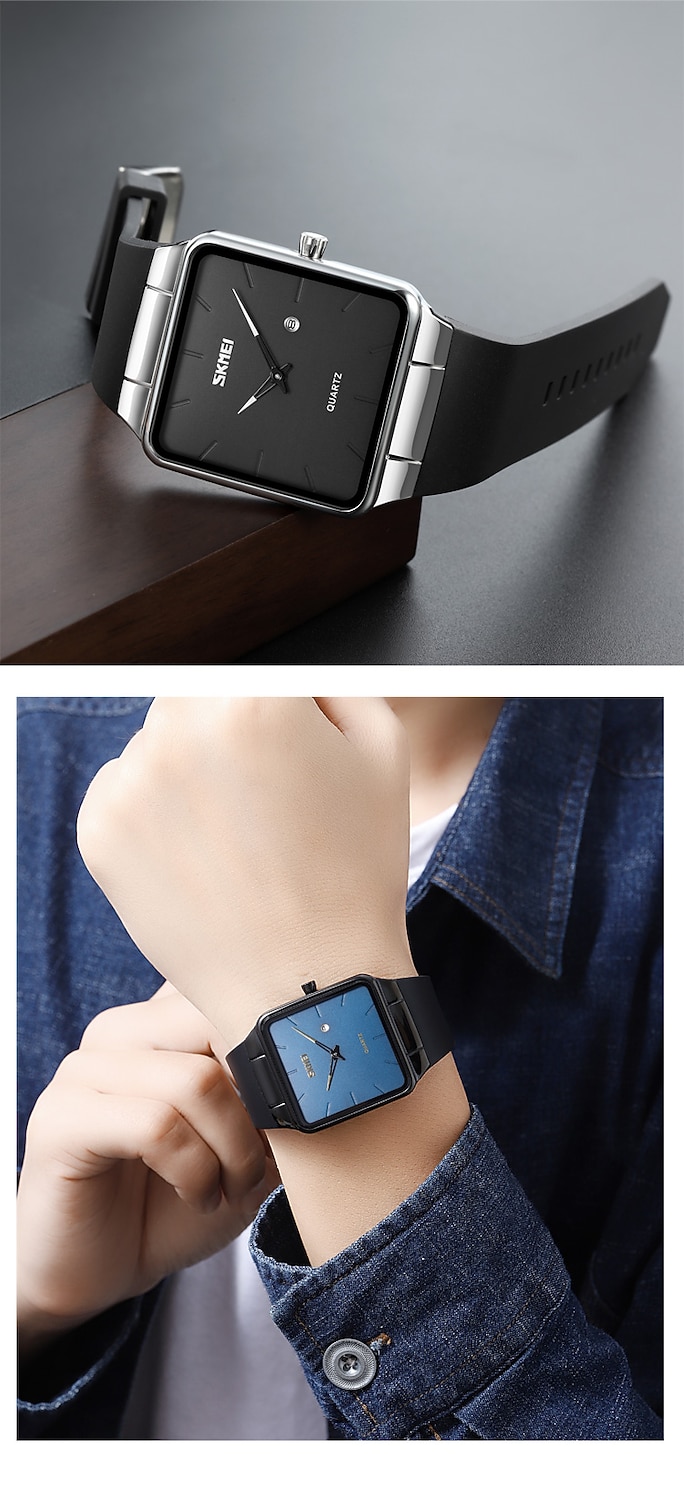 SKMEI Кварцевые Часы Подарок на День Святого Валентина для мужчин Японские Кварцевые Механизмы Часы Роскошные Большие Циферблаты Модные Аналоговые Наручные Часы Календарь 3Bar Водонепроницаемые 2026 - $22.99 –P15