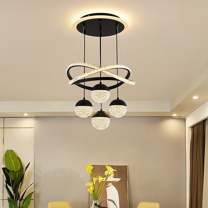 40 cm stmívatelná zeměkoule design cluster design přívěsek lehký kov vrstvený inverzně lakovaný ostrovní severský styl 220-240v 2025 - $326.69 –P5