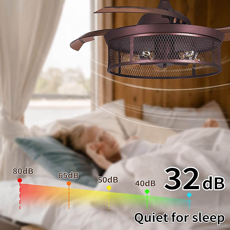 Ventiladores de teto com luzes 5 luzes 19,5" reguláveis design retro luzes de teto estilo artístico de metal estilo moderno novidade acabamentos pintados preto 85-265v de 2025 por $359.99 –P9