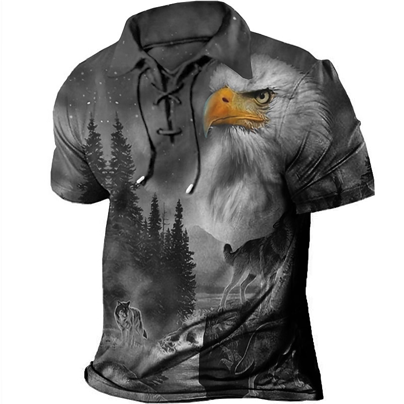 Per uomo Albero Stampe astratte Aquila POLO Camicia da golf Golf Manica corta Camicia Collo ripiegabile Esterno Strada Verde chiaro Rosso Blu Viola Verde A cordoncino Stampa Abbigliamento Sportivo Di del 2026 a $23.99 –P6