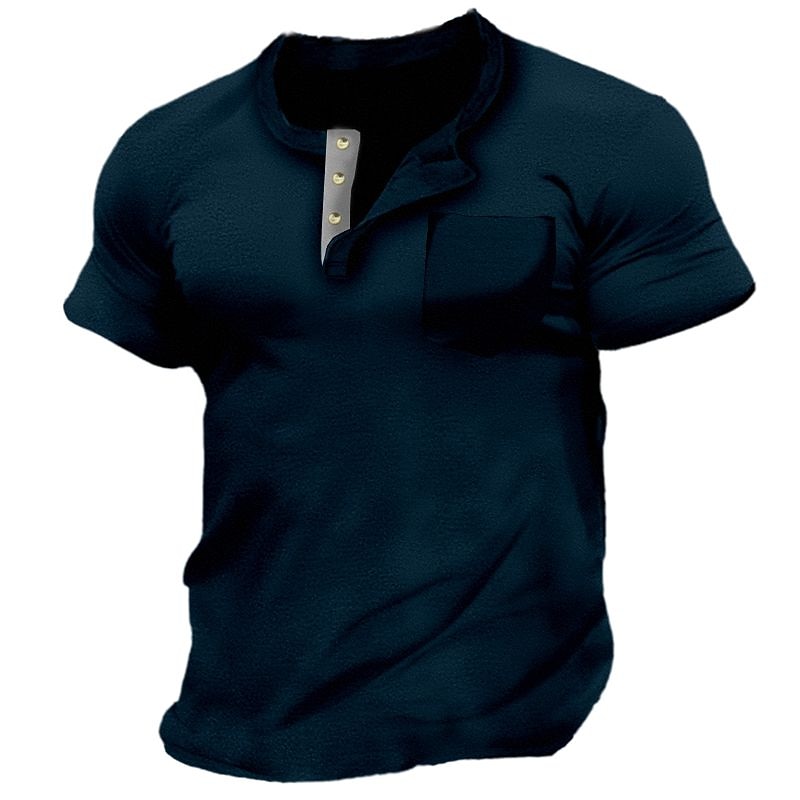 Férfi Gombos póló Henley ing Tee Top Rövid ujjú Henley Nyár Sima Divat Dizájn Alap Elülső zseb Vakáció Utca Alkalmi Fekete Fehér Piros Férfi felső póló 2025 - $20.99 –P5