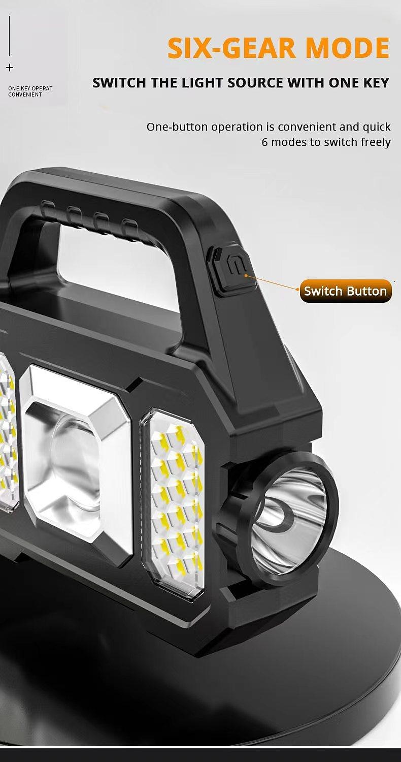 Rechargeable Solar Portable Lamp with Side Lights COB Flashlight Lantern Handheld Searchlight USB Charging Solar Light for Outdoor Camping 2026 - $19.99 –P7