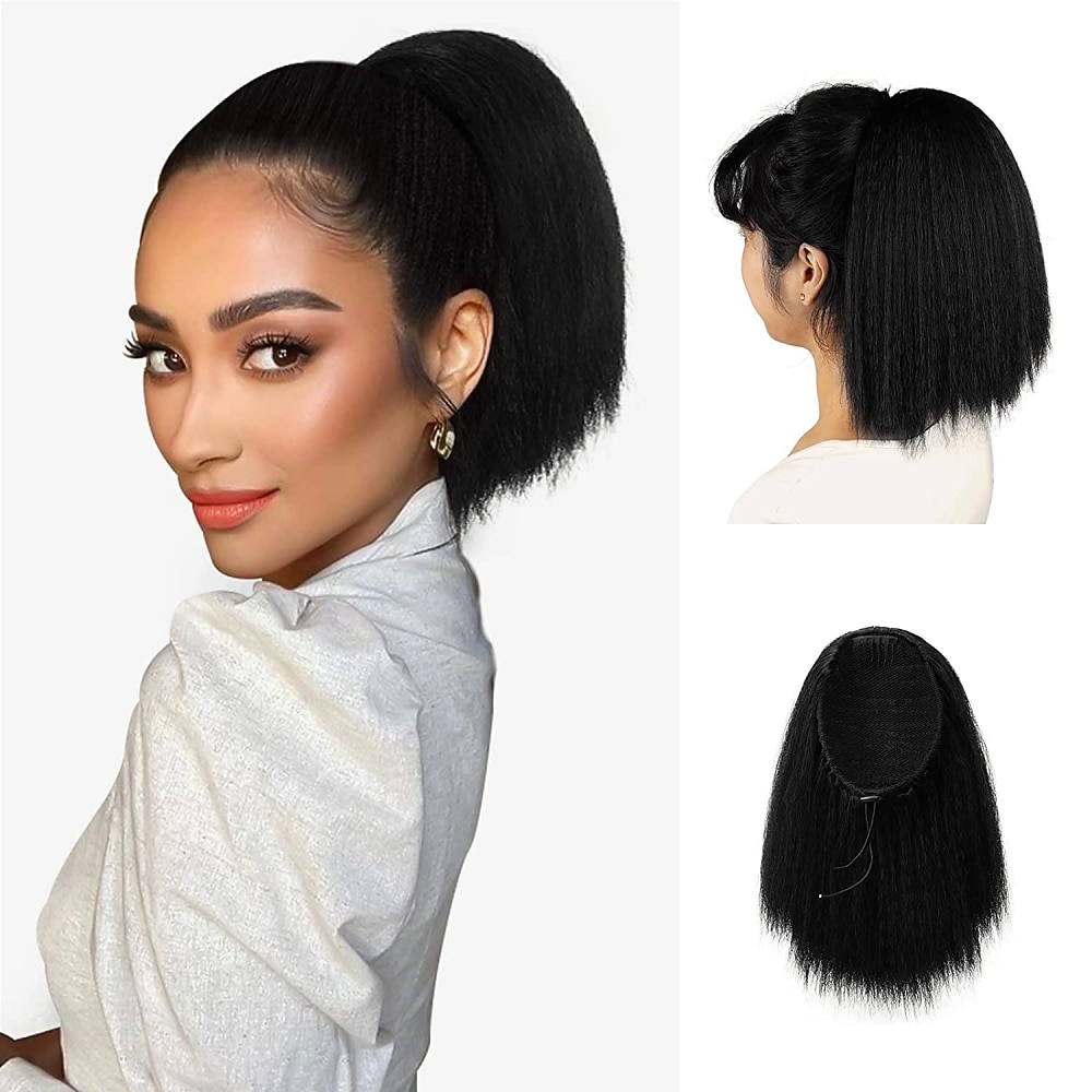Drawstring Ponytails for Black Women Yaki Kinky Straight Ponytail Hair Extensions 8 Inch Short Pony Tail Clip in Synthetic Ponytail Hairpiece 2026 - $16.99 –P2