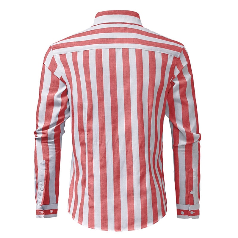 Herren Hemd Sommerhemd Freizeithemd Strandhemd Knopfhemd Gestreifte Hemden Schwarz Rote Blau Grün Grau Langarm Gestreift Großvaterkragen Kragen Urlaub Täglich Druck Bekleidung Polyester Mode Lässig 2025 - $25.99 –P8